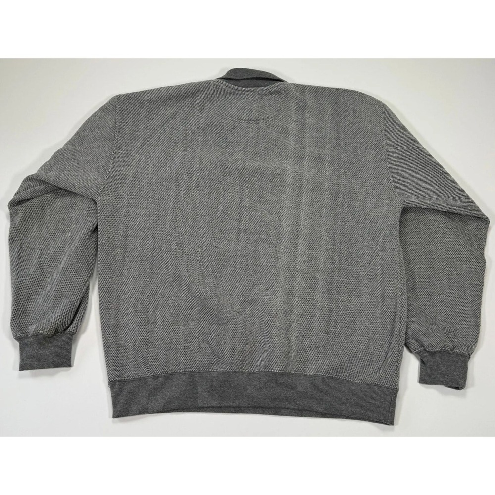 Vintage Orvis Elbow Patch Pullover Sweater Mens L Gray Herringbone Cotton Knit - Picture 2 of 13